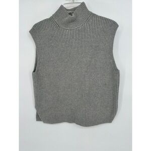 Abercrombie Fitch Womens Gray‎ Knit Turtleneck Sleeveless Vest Sweater Size S
